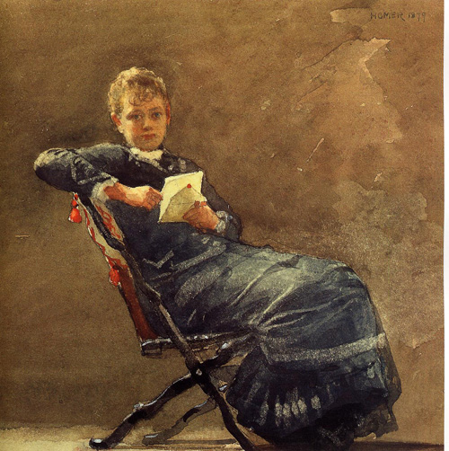 (image for) Handmade oil painting Copy paintings of famous artists Winslow Homer's paintings Girl Seated - Click Image to Close